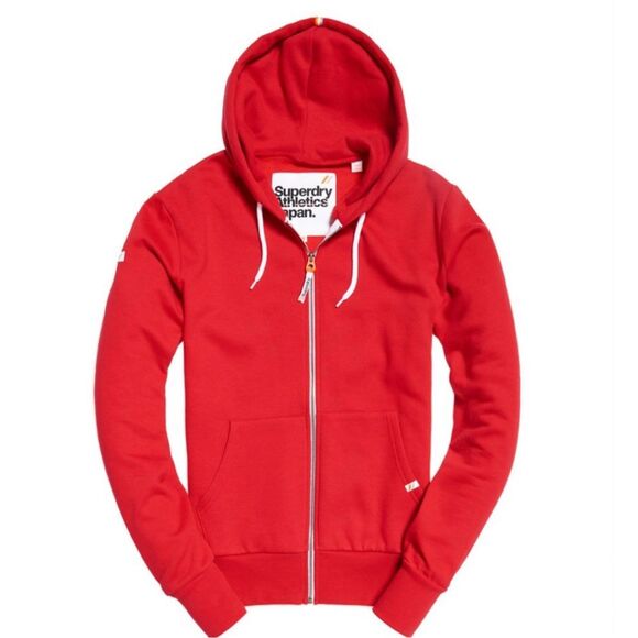Superdry Athletics Japan Red Zip Up Hoodie Sweatshirt - Size Men’s Medium - Picture 1 of 9